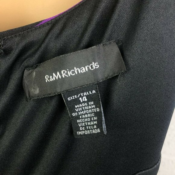 R&M Richards Purple, Black, White And Orange Sleeveless A-Line Dress Size 14 - Picture 7 of 9